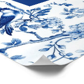 Poster Chinoiserie Oiseaux bleus et Fleurs Baby Shower (Coin)