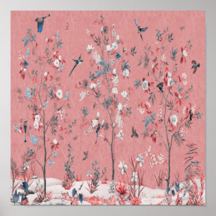 Poster Chinoiserie rose