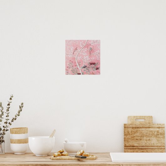 Poster Chinoiserie rose (Cuisine)