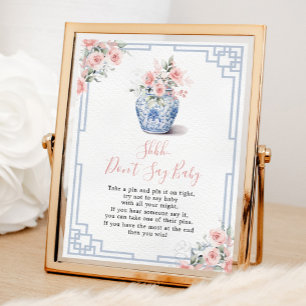 Poster Chinoiserie rose pâle Ginger Jar Ne pas dire bébé