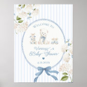 Poster Chinoiserie Teddy Bear French Baby Shower Welcome (Devant)