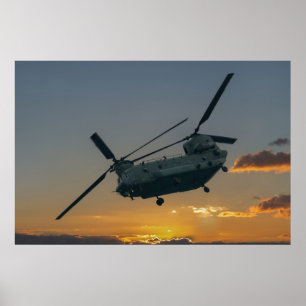 Poster Chinook Au coucher Du Soleil