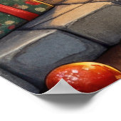 Poster Chinook Sitting by Fireplace with Christmas Lights (Coin)