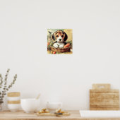 Poster Chiot Beagle vintage (Cuisine)