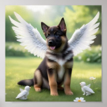 Chiot berger allemand avec des ailes comme un ange