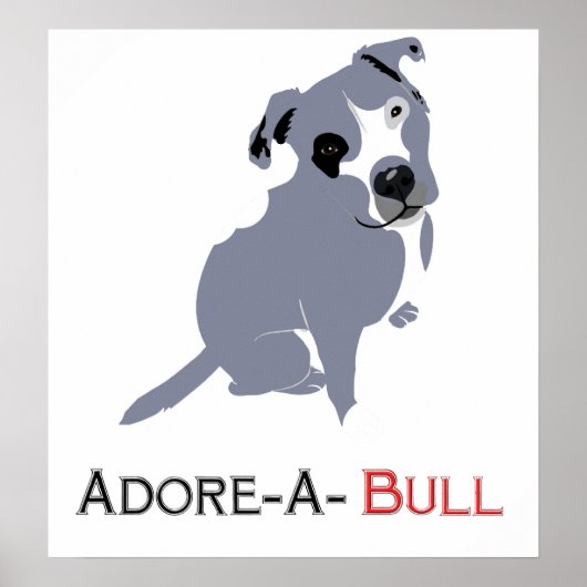Poster Chiot blanc et gris à mâchoire Adore-a-Bull (Devant)