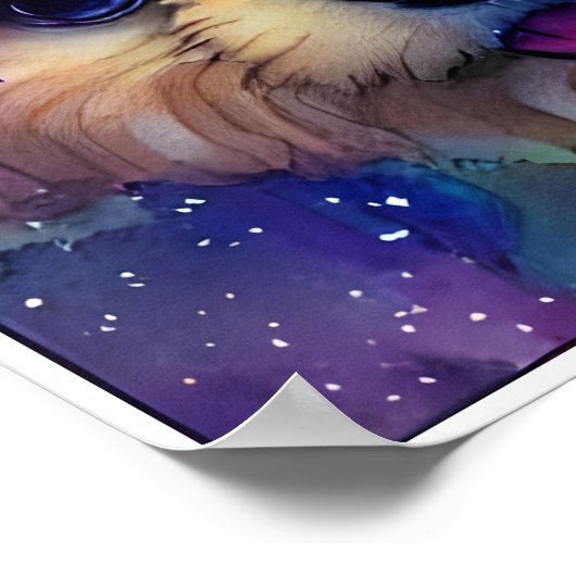 Poster Chiot blanc mignon avec des fleurs dans la tête (Coin)