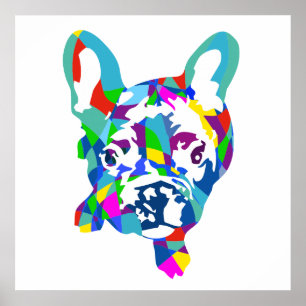Poster Chiot Bouledogue Français coloré