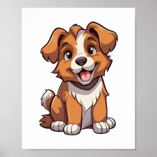 Poster Chiot de berger australien de Kawaii (Devant)
