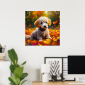 Poster Chiot de canicule d'abricot dans les feuilles d'au (Bureau à domicile)