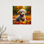 Poster Chiot de canicule d'abricot dans les feuilles d'au (Cuisine)