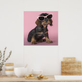 Poster Chiot de Dachshund portant des lunettes de soleil (Cuisine)