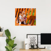 Poster chiot de Pembroke Welsh Corgi assis sur un banc de (Bureau à domicile)