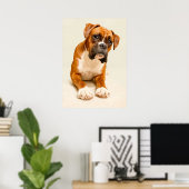 Poster Chiot en boîte sur fond de crème ivoire. (Bureau à domicile)
