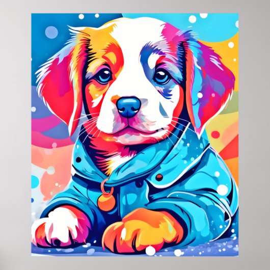 Poster Chiot en design de manteau bleu (Devant)