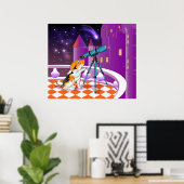 Poster Chiot et télescope beige rouge (Bureau à domicile)