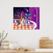 Poster Chiot et télescope beige rouge (Cuisine)