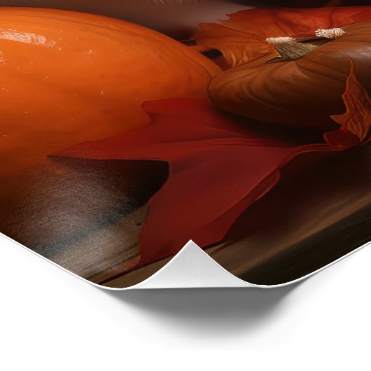 Poster Chiot japonais Chiot Automne Citrouille délice (Coin)