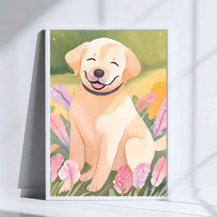 Poster Chiot Labrador Retriever Lab Dog Mignon Aquarell