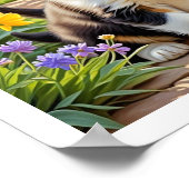 Poster Chiot Mignon avec des Fleurs (Coin)