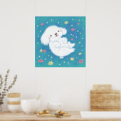 Poster Chiot mignon avec des fleurs (Cuisine)