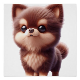 Poster Chiot Mignon et Fluffy � Design de Chien Adorable