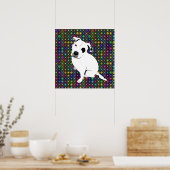 Poster Chiot Pitbull blanc mignon sur Motif circulaire (Cuisine)