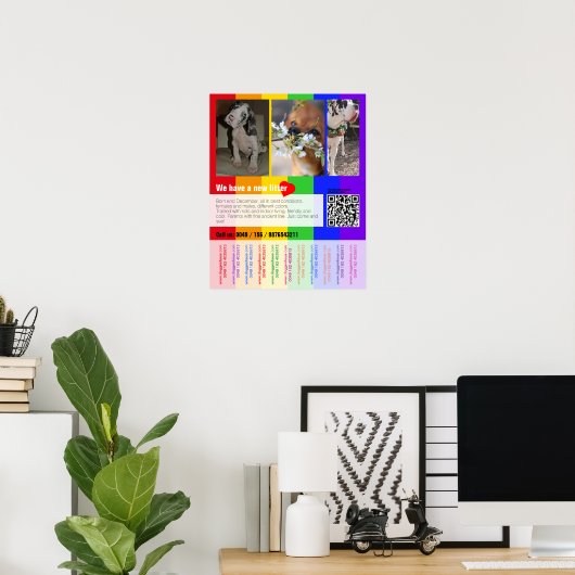 Poster Chiot pour la vente prospectus avec code QR (Bureau à domicile)
