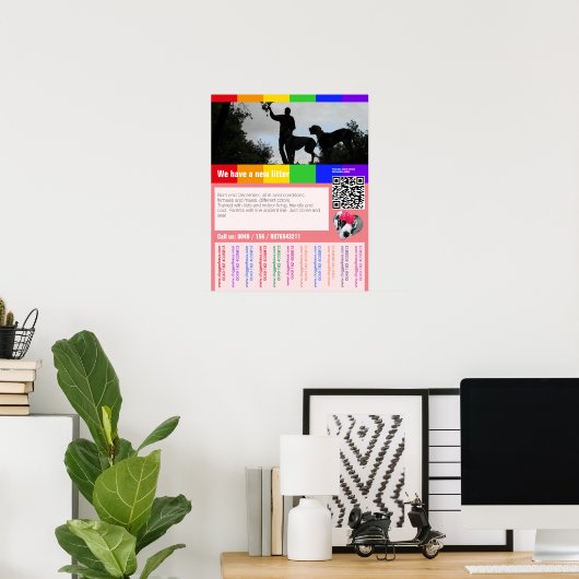 Poster Chiot pour la vente prospectus avec code QR (Bureau à domicile)