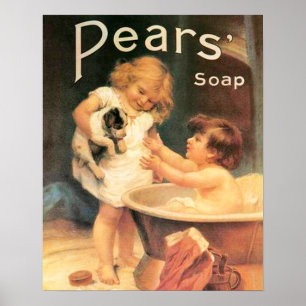 Poster Chiot prenant un bain