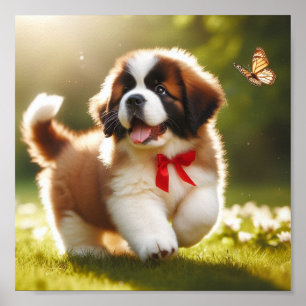 Poster chiot Saint Bernard mignon