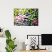 Poster Chiot Schnauzer standard dans un jardin fleuri (Bureau à domicile)