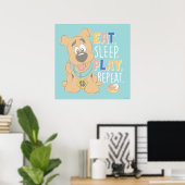 Poster Chiot Scooby-Doo "Mange, Dors, Joue, Répète" (Bureau à domicile)