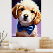 Poster Chiot souple adorable avec jolie Cravate de Bow bl (Cuisine)