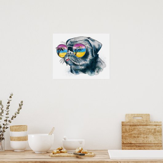 Poster Chiot Tropical Aquarelle (Cuisine)