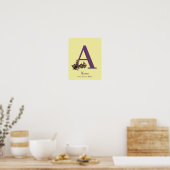 Poster Chiots Beagle Papillons Monogramme Initiale A Nom (Cuisine)