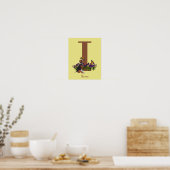 Poster Chiots Beagle Papillons Monogramme Initiale I Nom (Cuisine)