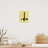 Poster Chiots Beagle Papillons Monogramme Initiale J Nom (Cuisine)
