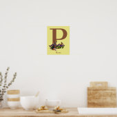 Poster Chiots Beagle Papillons Monogramme Initiale P Nom (Cuisine)