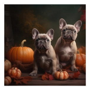 Poster Chiots Bouledogue Français Délice d'Automne Citrou