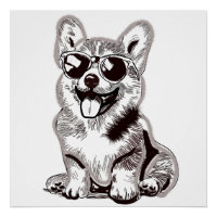Chiots Corgi personnalisés avec lunettes de soleil