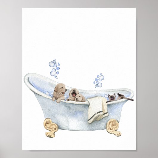 Poster Chiots de bain mignons en forme de chaton pour bai (Devant)