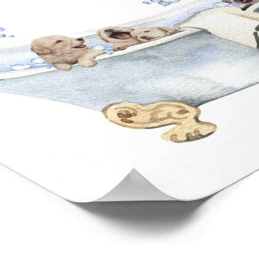Poster Chiots de bain mignons pour chaton baignoire (Coin)