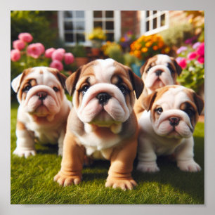 Poster chiots de Bulldog anglais