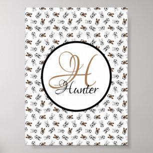 Poster Chiots de football sportif Monogramme