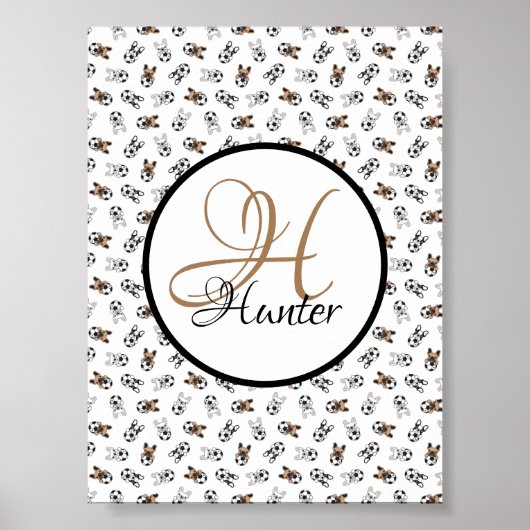 Poster Chiots de football sportif Monogramme (Devant)