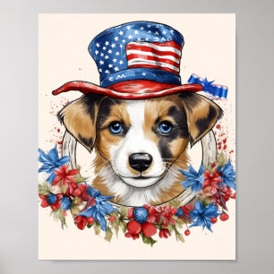 Poster Chiots Patriotes 4 Juillet Fête de l'Indépendance