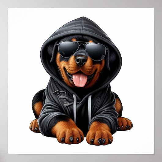 Poster Chiots Rottweiler en sweat-shirt à capuche (Devant)
