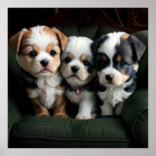 Poster Chiots super mignons sur le canapé 2 (Devant)