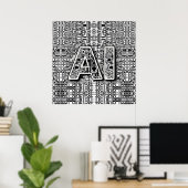 Poster Chip d'intelligence artificielle (Bureau à domicile)